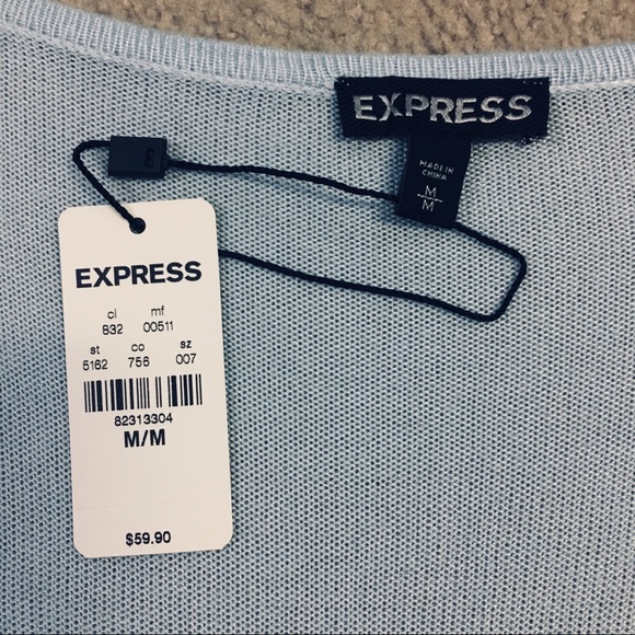 Express Light Blue Knit T Shirt - Picture 3 of 6